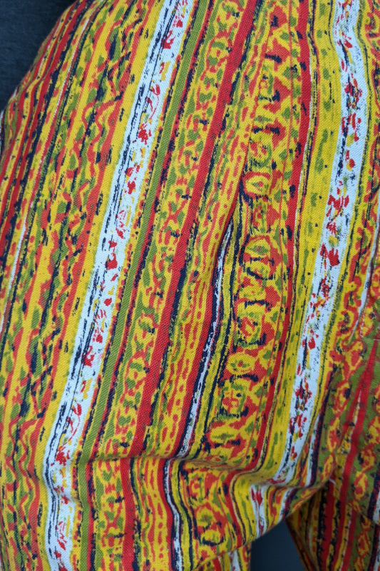 1950s Yellow Red Cropped Capri Pants | XS