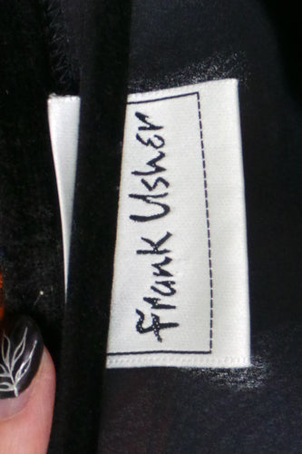 1980s Red Print Flounce Chiffon Dress | Frank Usher | 2XL