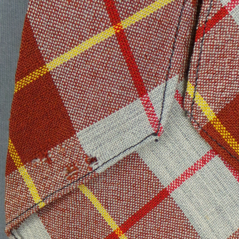 1970s Grey Brown Check Wool Tie