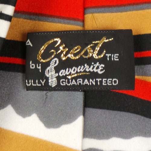 1970s Red Black Transports Print Tie