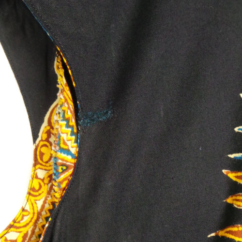 1970s Black Red Dashiki Kaftan Dress | S