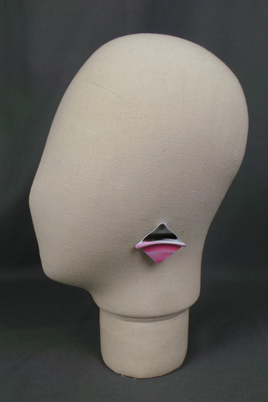 1980s Pink Black Large Stud Earrings