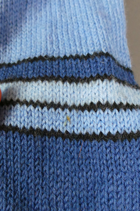 1980s Blue Check Handknit Jumper | 2XL