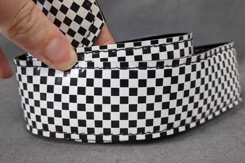 1960s Black and White Check Vinyl Waist Belt | XL