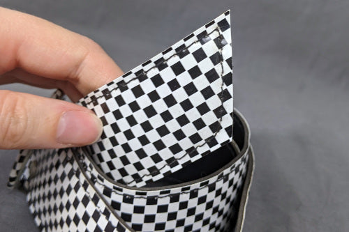 1960s Black and White Check Vinyl Waist Belt | XL