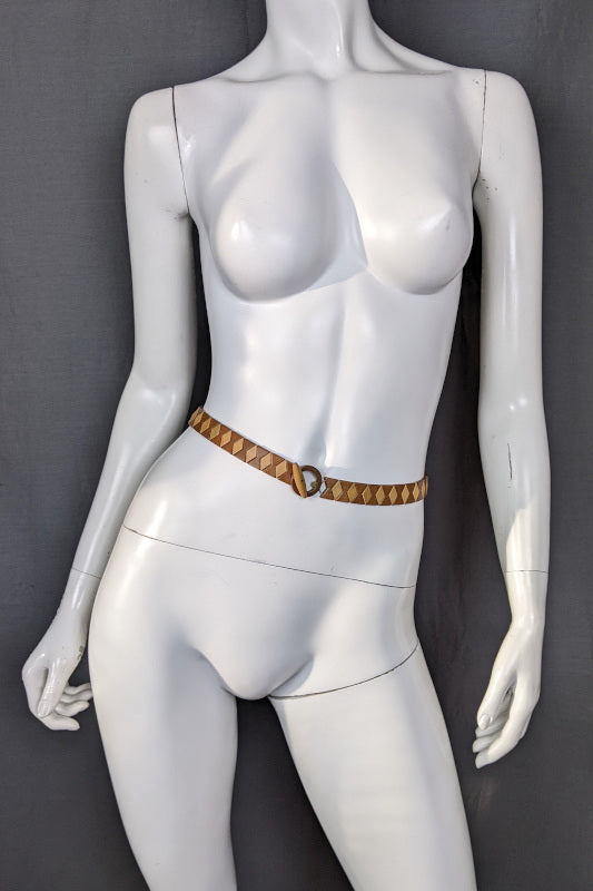 1940s Diamond Wood Bead Waist Belt | XS