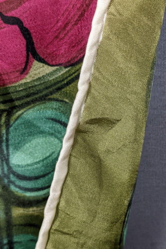 1950s Green Pink Flower Meadow Scarf