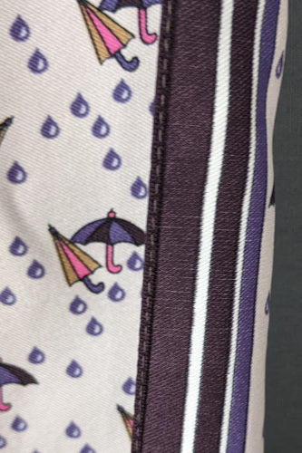 1970s Purple Umbrella Print Long Scarf