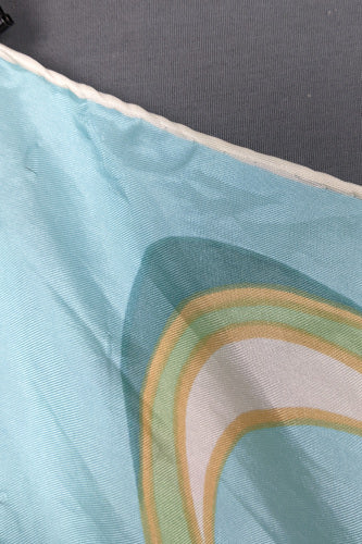 1960s Light Blue and Neon Swirl Silk Scarf
