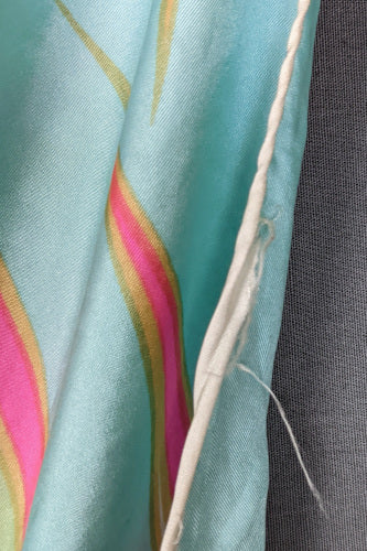 1960s Light Blue and Neon Swirl Silk Scarf