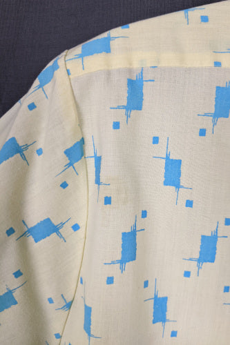 1980s Yellow and Blue Atomic Print Shirt | L