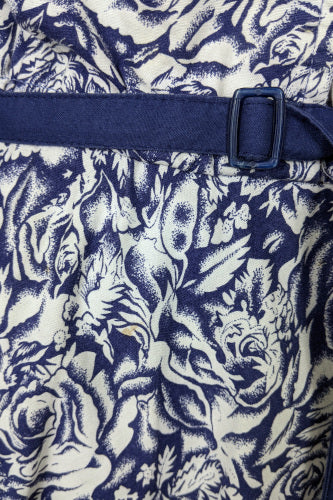 1970s Blue Desert Rose Dress | L