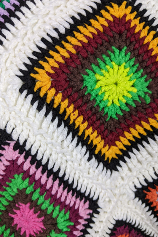 1990s White Granny Square Crochet Tank | 2XL