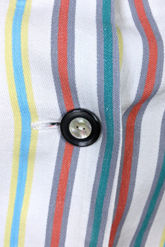 1960s White Striped Summer Dress | XS