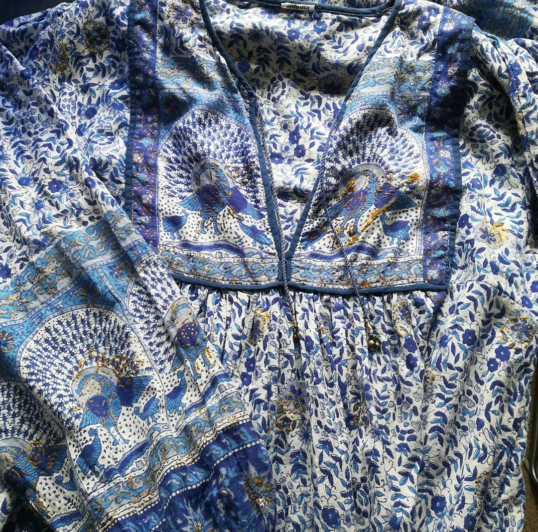 blue vintage indian cotton top