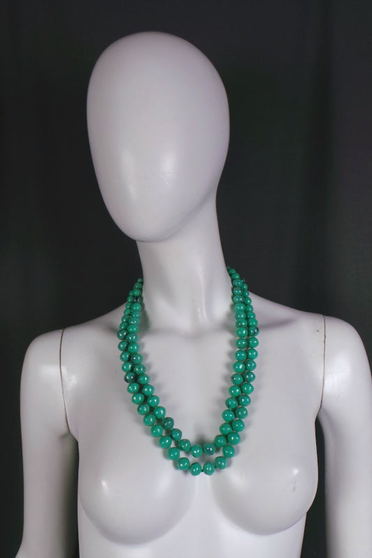 1960s Double Strand Aqua Bead Necklace