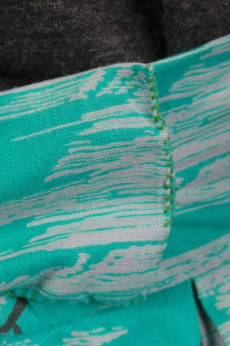 1950s Aqua Blossom Print Skirt | 2XS