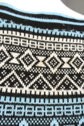 1970s Blue Black Geo Knit Tank Top Vest | One Size