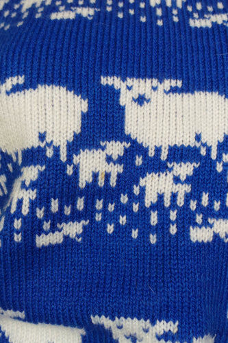 1980s Blue Sheep Knit Jumper | 4XL