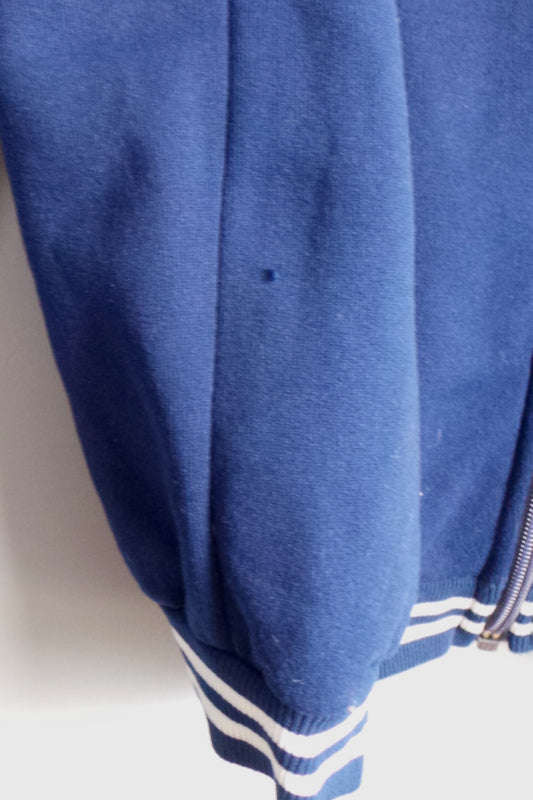 1970s Navy Blue Stripe Zip Sports Jacket | XL