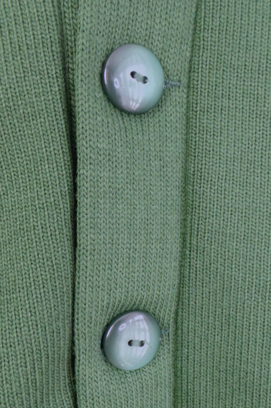1980s Bottle Green and Yellow Stripe Varsity Cardigan, 38in Chest