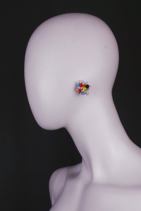 1950s Atomic Beaded Clip On Earrings