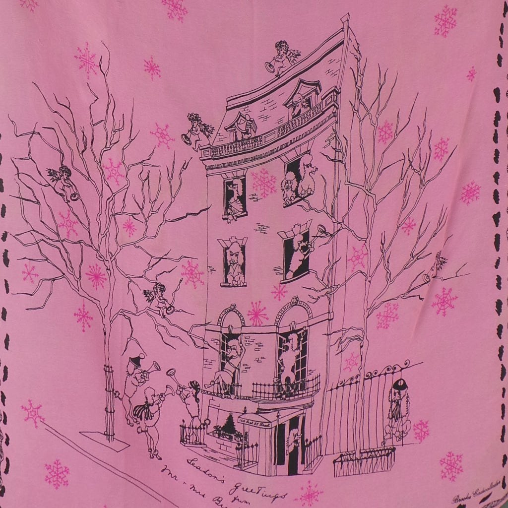 1950s Rare Christmas Poodles Silk Vintage Scarf | Brooke Cadwallader