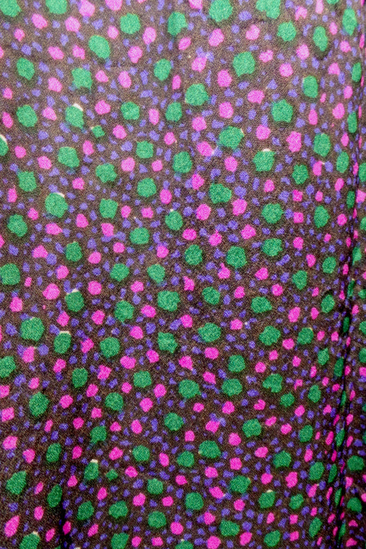 1950s Pink Green Spot Double Breasted Dress | ILGWU | L