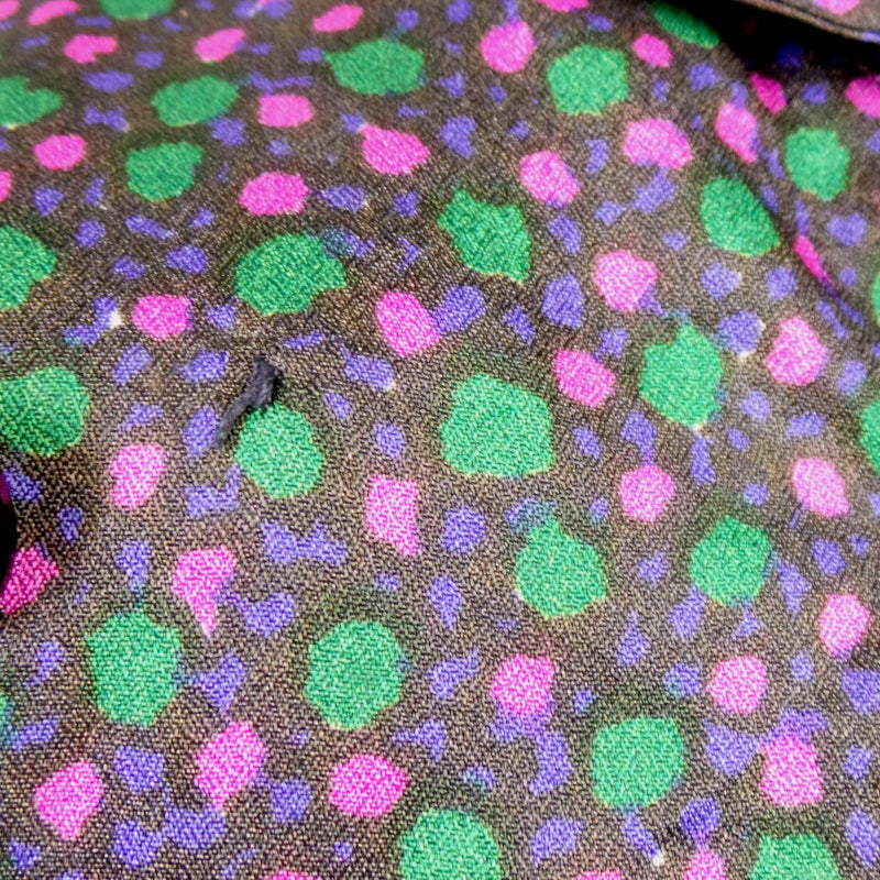 1950s Pink Green Spot Double Breasted Dress | ILGWU | L