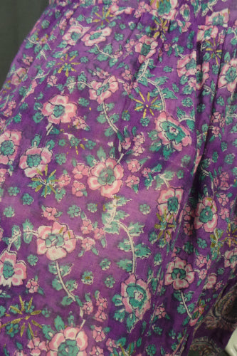 1970s Adini Indian Cotton Purple Kaftan Dress | M