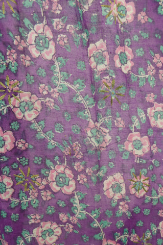 1970s Adini Indian Cotton Purple Kaftan Dress | M