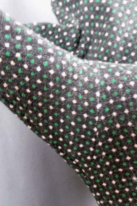 1950s Green and White Spotty Wool Dress | S