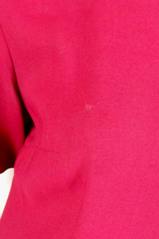 1950s Red Drop-Waist Pleated Dress | L