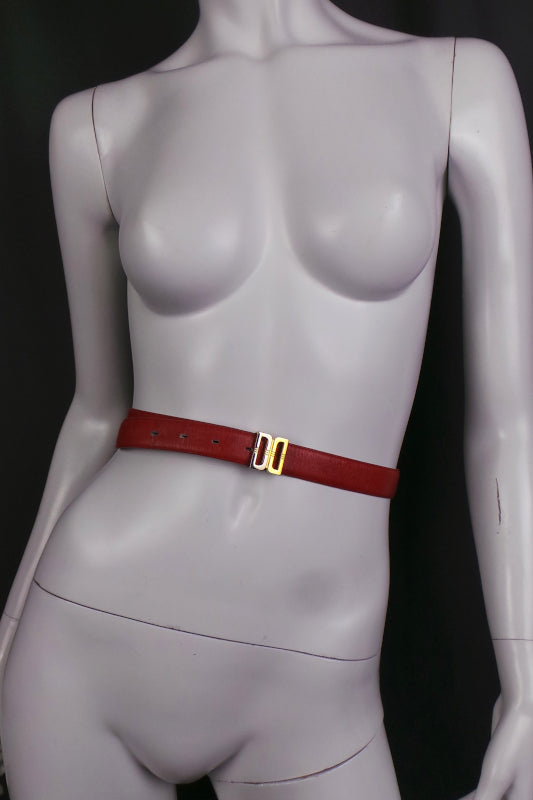 1980s Red Leather Daks Monogram Belt | XS