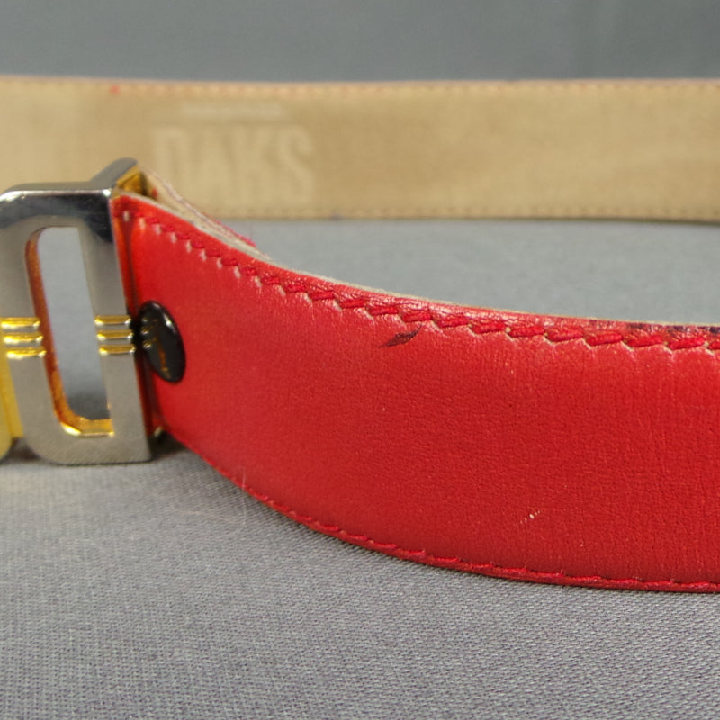 1980s Red Leather Daks Monogram Belt | XS