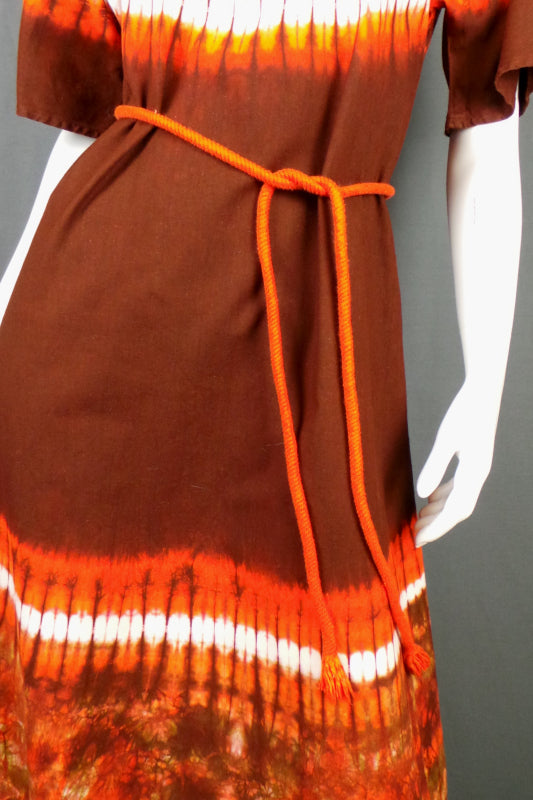 1960s Purple Orange Tie Dye Kaftans & Cape | M