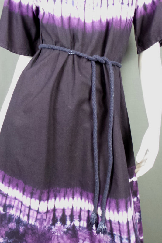 1960s Purple Orange Tie Dye Kaftans & Cape | M