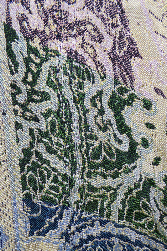 1930s Large Woven Fringed Piano Shawl