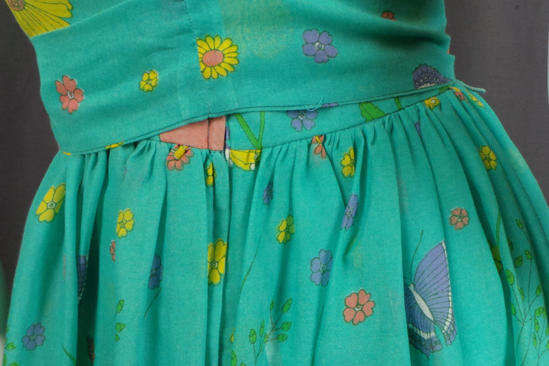 1970s Green Summer Meadow Sleeveless Maxi Dress, by Dandi for Berkertex, 40in Bust