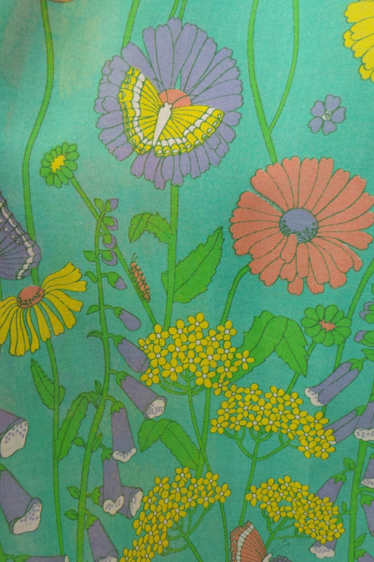 1970s Green Summer Meadow Sleeveless Maxi Dress, by Dandi for Berkertex, 40in Bust