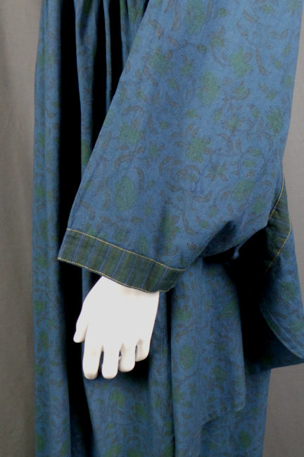 1960s Blue Indian Cotton Maxi Dress | S