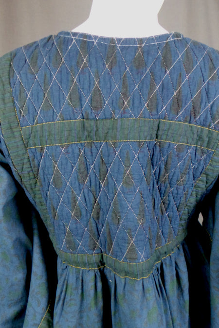 1960s Blue Indian Cotton Maxi Dress | S