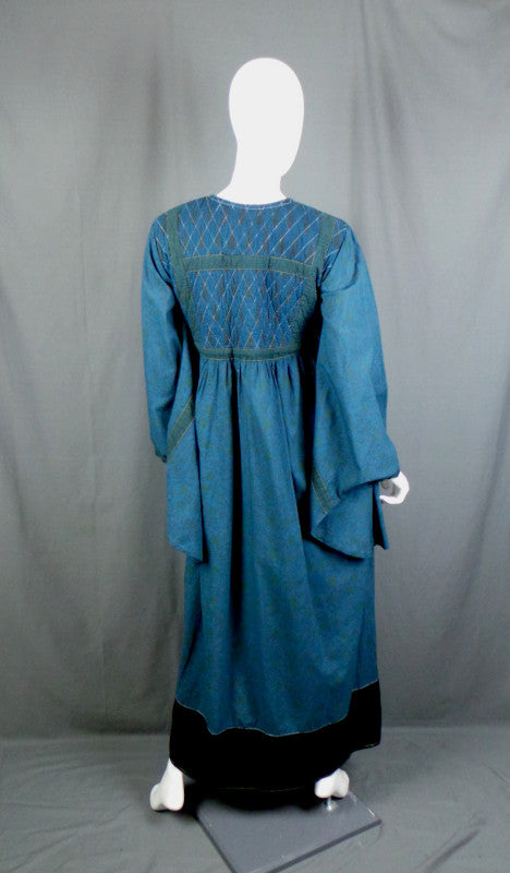 1960s Blue Indian Cotton Maxi Dress | S