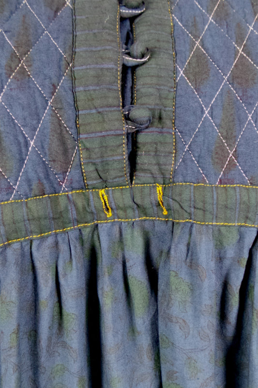 1960s Blue Indian Cotton Maxi Dress | S