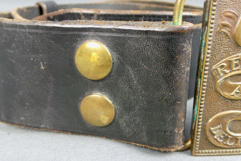 1960s Coca-Cola Brass Tiffany Art Nouveau Leather Belt | XL
