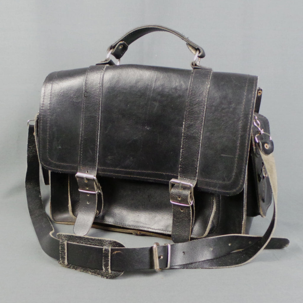 1970s Black Leather Vintage Satchel