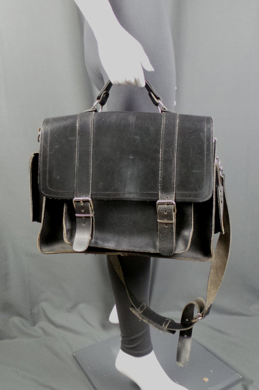 1970s Black Leather Satchel