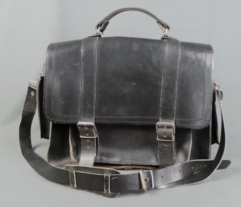 1970s Black Leather Satchel