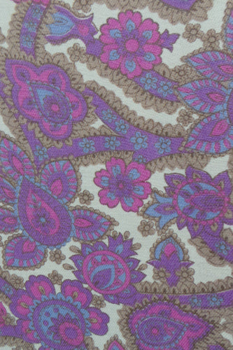 1960s Pink Paisley Scarf Neck Dress | XL