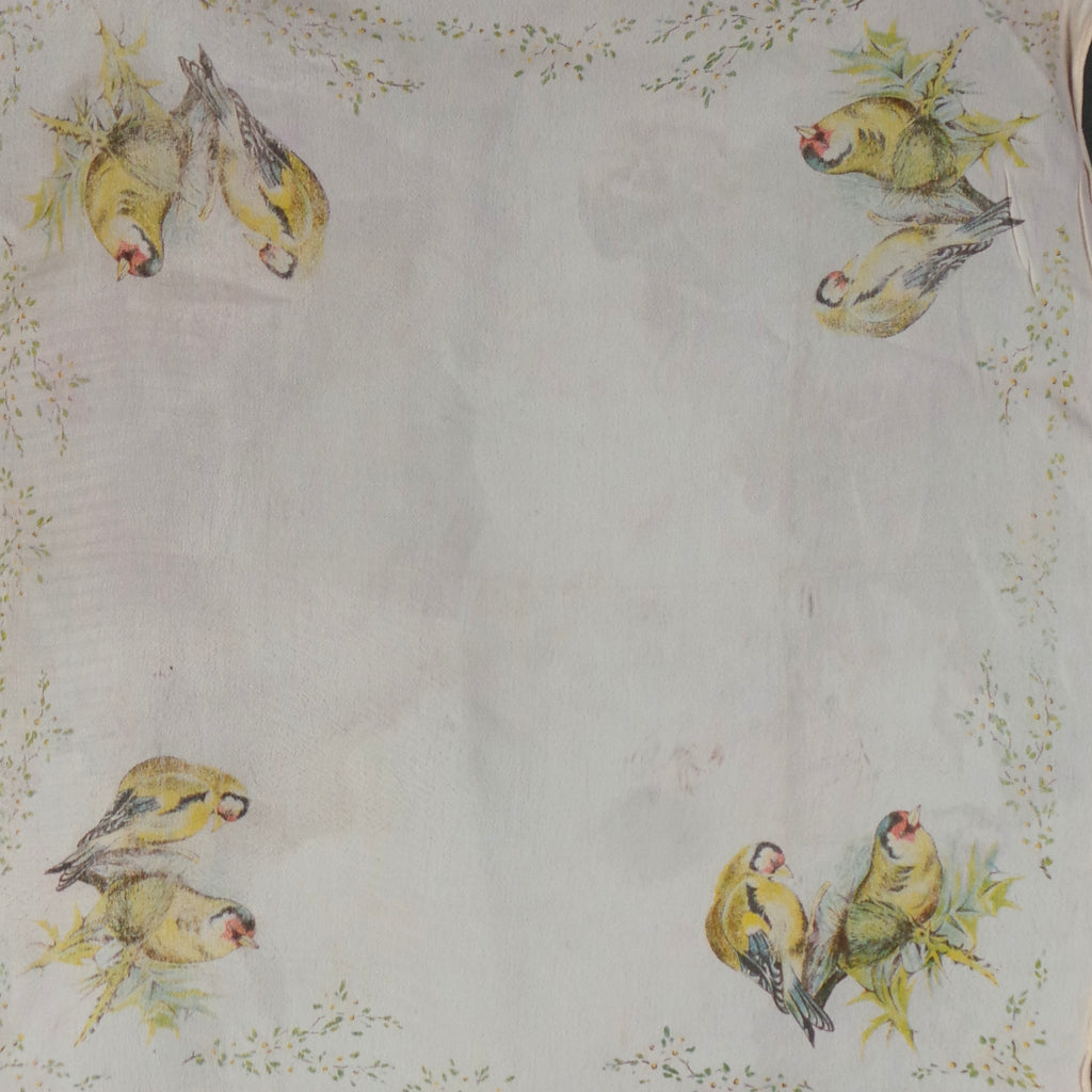 1940s Cream Birds Pocket Square